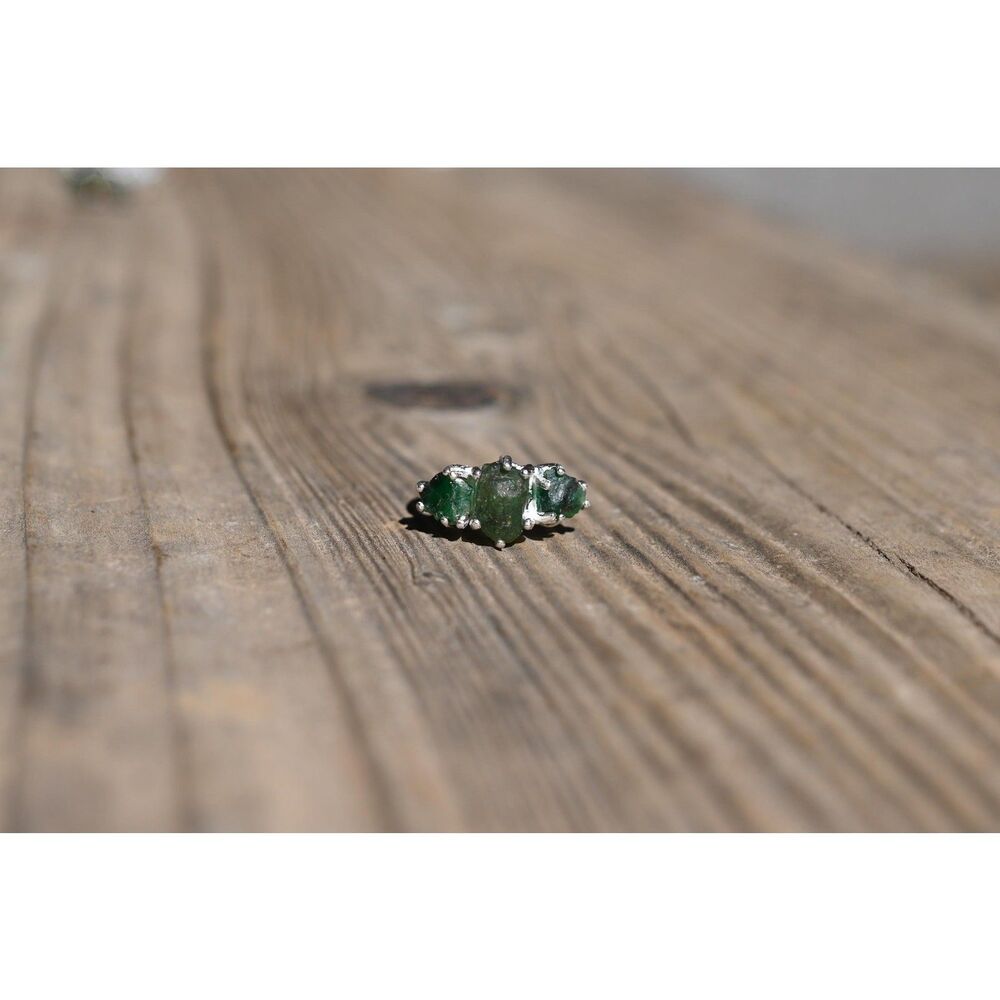 Engagement ring Emerald s, Natural Real and Raw, size 3 4 5 6 7 8 9 10 11 12